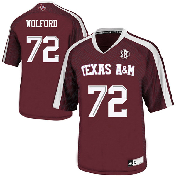 Men #72 Adrian Wolford Texas A&M Aggies College Football Jerseys Sale-Maroon